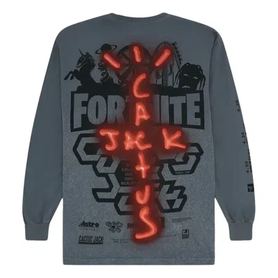 Travis Scott Back Bling L/s Tee 'washed Grey' In Gray