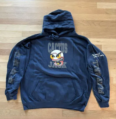 Pre-owned Travis Scott Cactus Jack 2023 Celebrity Softball Play Ball Hoodie In Blue