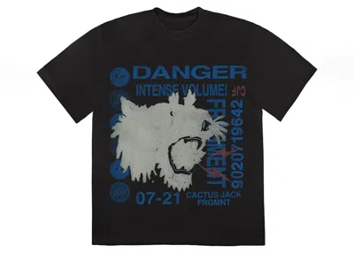 Pre-owned Travis Scott Cactus Jack For Fragment Danger Tee Shirt In Washed Black