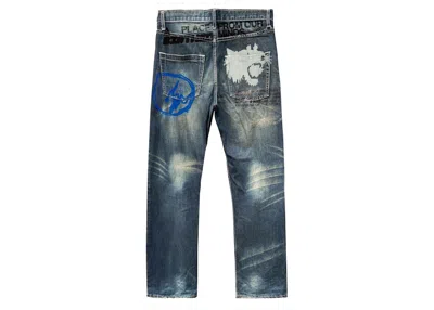 Pre-owned Travis Scott Cactus Jack For Fragment From Our Minds Denim Pant In Washed Blue