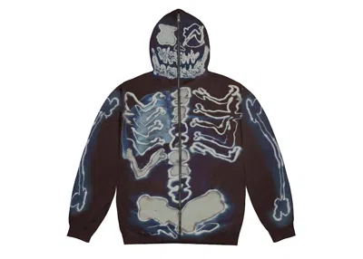 Pre-owned Travis Scott Cactus Jack For Fragment Skeleton Graffiti Full Zip Hoodie