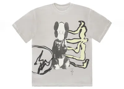 Pre-owned Travis Scott Cactus Jack + Kaws For Fragment Tee Shirt In Aged Yellow