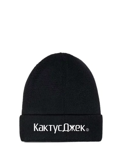 Travis Scott Cactus Jack Logo-print Beanie Hat In Black