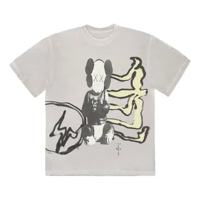 Travis Scott Cactus Jack X Kaws For Fragment Tee 'vintage Wash' In Neutral