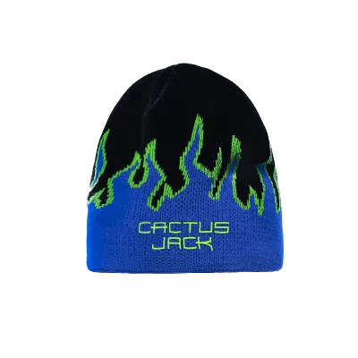 Pre-owned Travis Scott Cj Digital Logo Beanie In Black/blue