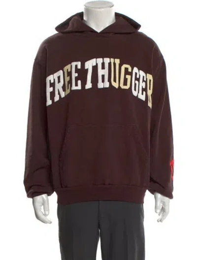 Pre-owned Travis Scott Graphic Print Crew Neck Hoodie In Brown