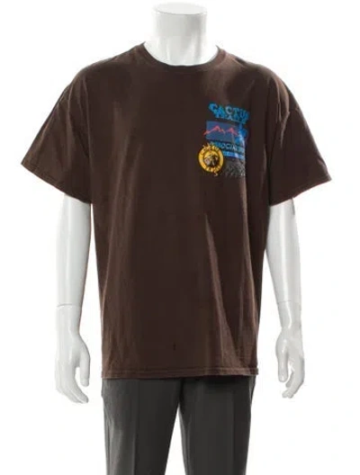 Pre-owned Travis Scott Graphic Print Crew Neck T-shirt In Brown