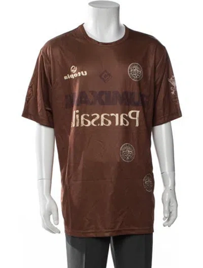 Pre-owned Travis Scott Graphic Print Crew Neck T-shirt In Brown