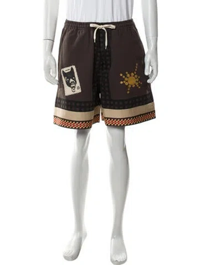 Pre-owned Travis Scott Graphic Print Jogger Shorts In Brown