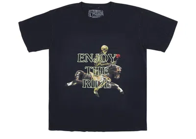 Pre-owned Travis Scott Men's  Astroworld Lollapalooza Enjoy The Ride Tee Shirt In Washed Black