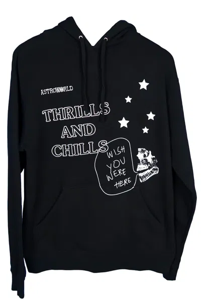 Pre-owned Travis Scott Men's  Astroworld Lollapalooza Thrills And Chills Hoodie In Black