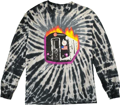 Pre-owned Travis Scott Men's  Astroworld Tour Burning Train Barclays Long Sleeve Tee Shirt In Tie Dye In Multi