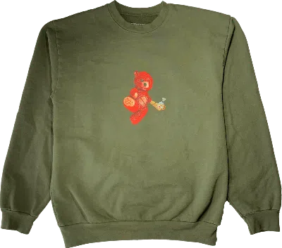 Pre-owned Travis Scott Men's  Astroworld Tour Skipping Bear Crewneck Sweatshirt In Olive