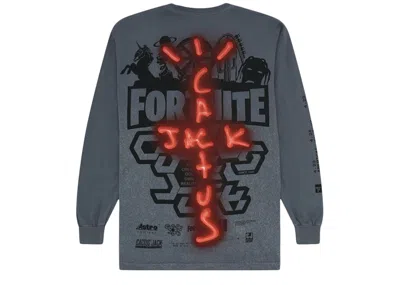 Pre-owned Travis Scott Men's  Back Bling Long Sleeve Tee Shirt In Washed Grey