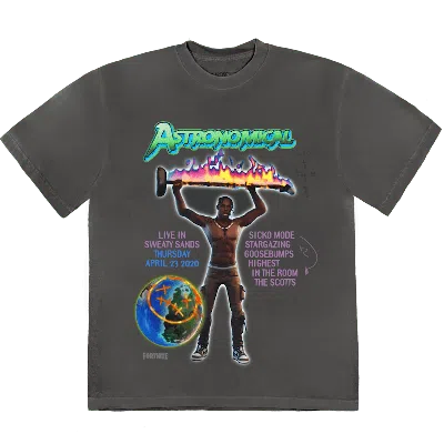 Pre-owned Travis Scott Men's  Back Bling T-shirt In Washed Black
