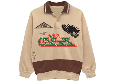 Pre-owned Travis Scott Men's  Cactus Jack Cross Rugby Sweater In Tan/brown