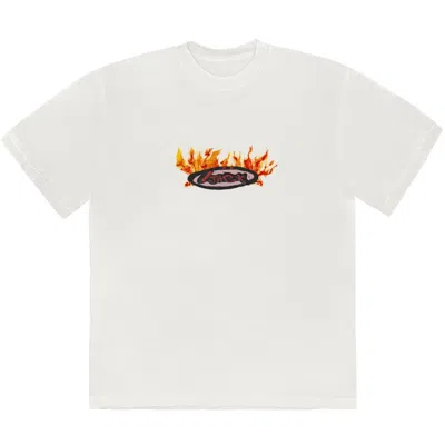Pre-owned Travis Scott Men's  Cactus Jack Flame T-shirt In Cream