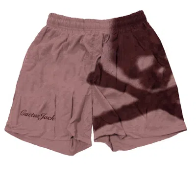Pre-owned Travis Scott Men's  Cactus Jack For Mastermind Skull Shorts In Washed Red