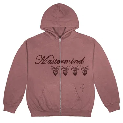 Pre-owned Travis Scott Men's  Cactus Jack For Mastermind Skull Zip Up Hoodie Washed Red In Mauve