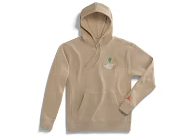 Pre-owned Travis Scott Men's  Cactus Jack X Jordan Pullover Hoodie (asia Sizing) In Khaki/university Red