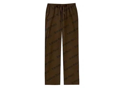 Pre-owned Travis Scott Men's  Cj X Audemars Piguet Logo Silk Pajama Pants In Brown