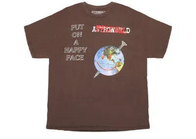 Pre-owned Travis Scott Men's  Happy Face Festival Tee Shirt In Bleached Brown
