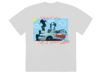 Pre-owned Travis Scott Men's  Jackboys Ray Of Sunshine T-shirt In White