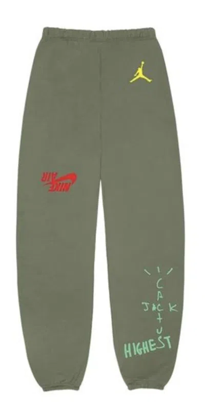 Pre-owned Travis Scott Men's  Jordan Cactus Jack Highest Sweatpant In Olive