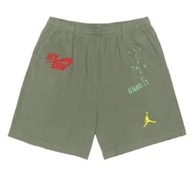 Pre-owned Travis Scott Men's  Jordan Cactus Jack Highest Sweatshort In Olive
