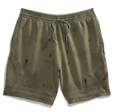 Pre-owned Travis Scott Men's  Jordan Washed Suede Shorts In Olive