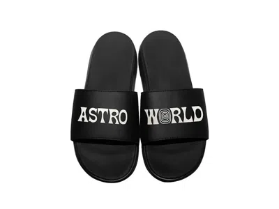 Pre-owned Travis Scott Men's  Logo Slides  Astroworld In Black/white