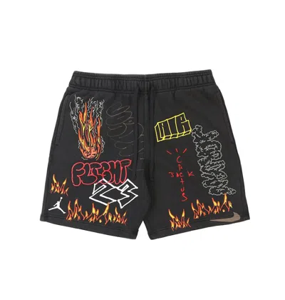 Pre-owned Travis Scott Men's  Mj Fleece Short In Black