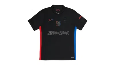 Pre-owned Travis Scott Men's  X Fc Barcelona 2024/25 Match Away Cactus Jack Jersey In Black