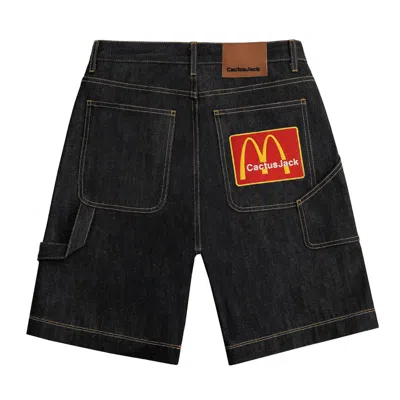 Pre-owned Travis Scott Men's  X Mcdonald's Cj Arches Denim Shorts In Indigo