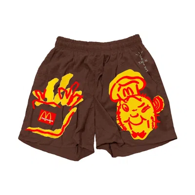 Pre-owned Travis Scott Men's  X Mcdonald's Illustration Ii Shorts In Brown