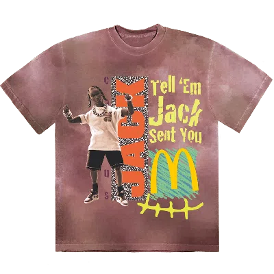 Pre-owned Travis Scott Men's  X Mcdonald's Jack Smile Ii T-shirt In Berry