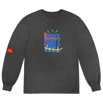 Pre-owned Travis Scott Men's  X Mcdonald's Smile Long Sleeve T-shirt In Washed Black