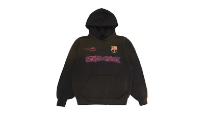 Pre-owned Travis Scott Men's  X Nike X Fc Barcelona Spray Logo Hoodie In Black