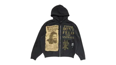 Pre-owned Travis Scott Men's  X Wwe Double Cactus Jack Mick Foley Zip Hoodie In Black