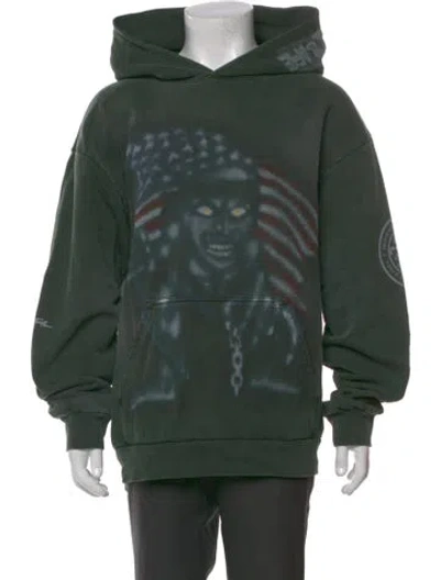 Pre-owned Travis Scott Printed Crew Neck Hoodie In Green