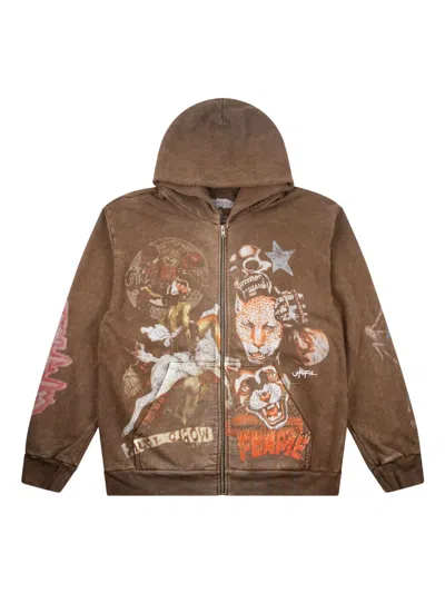Travis Scott Utopia Cm Zip-up Hoodie In Brown