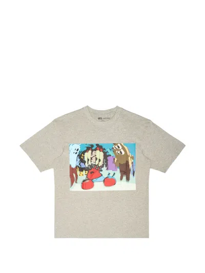 Travis Scott X Cactus Plant Flea Market X Uniqlo Spongebob Squarepants Graphic-print Short-sleeved T-shirt In Gray