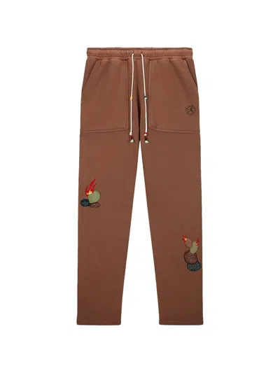 Travis Scott X Jordan Embroidered-motif Track Pants In Brown