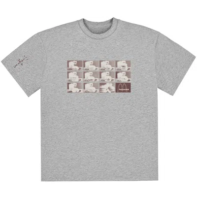 Pre-owned Travis Scott X Mcdonald's Menu Mono Logo T-shirt In Grey