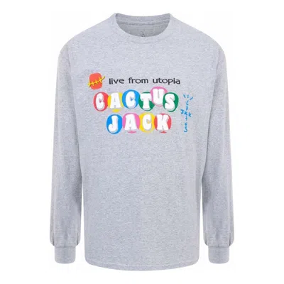 Travis Scott X Mcdonalds Fw22 Cj Live From Utopia L/s T-shirt 'grey' In Gray
