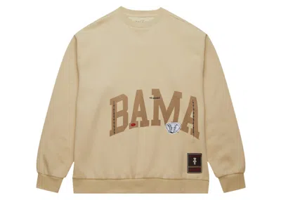 Pre-owned Travis Scott X Mitchell & Ness Alabama Crimson Tide Pullover Sweatshirt In Tan