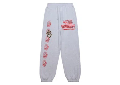 Pre-owned Travis Scott X Mitchell & Ness Boston University Classic Sweatpants In Heather Gray