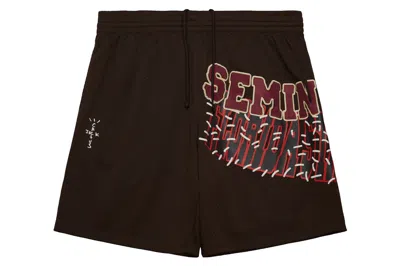 Pre-owned Travis Scott X Mitchell & Ness Florida State Seminoles Basketball Shorts Brown