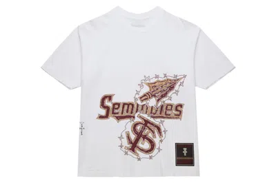 Pre-owned Travis Scott X Mitchell & Ness Florida State Seminoles Hand-drawn T-shirt White