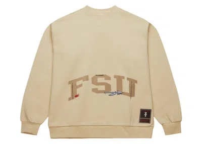 Pre-owned Travis Scott X Mitchell & Ness Florida State Seminoles Pullover Sweatshirt In Tan